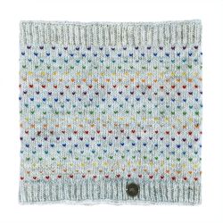 pure wool fleece lined - rainbow tick snood - pale grey