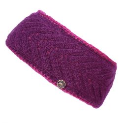 Pure Wool Fleece lined - Lace Edge Headband - Deep Berry