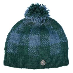 Naya Pure Wool - Mosaic bobble hat - pine green