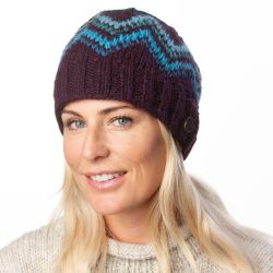 Deep Zigzag Beanie - Pure Wool - Aubergine