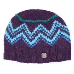 Deep Zigzag Beanie - Pure Wool - Aubergine