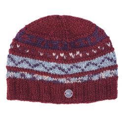 Ridge Pattern Beanie - Pure Wool - Brick Aubergine