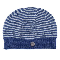 NAYA Texture Stripe - pure wool beanie - blue pepper grey