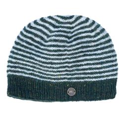 NAYA Texture Stripe - pure wool beanie - pine heather grey