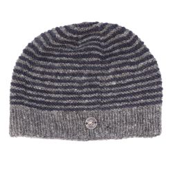 NAYA Texture Stripe - pure wool beanie - marl brown smoke