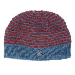 NAYA Texture Stripe - pure wool beanie - slate dark spice