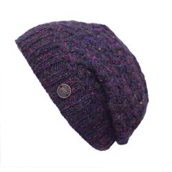 Pure Wool - Weave Baggy Beanie - Purple Heather