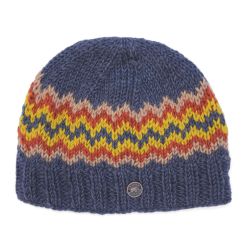 Pure Wool Half fleece lined - zig zag beanie - smoke