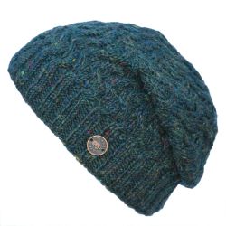 Pure Wool - Weave Baggy Beanie - Pine Heather