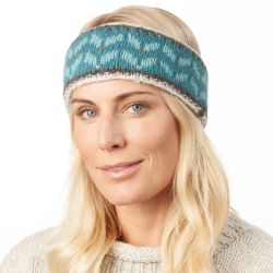 Pure Wool Hand Knit - Chevron Wings Headband - Sea Grass