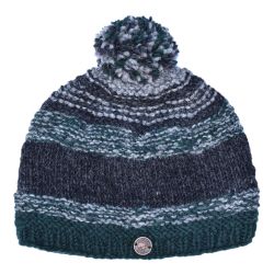 Pure Wool - Ridgeway bobble hat - charcoal pine green