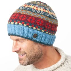 Pure Wool - Fair Isle Beanie - Sky