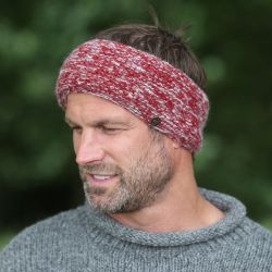 Pure Wool Sherpa Fleece Lining - Fine Wool Mix Headband - Red