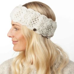 Pure Wool Fleece Lined - Sparkle Crochet Headband - White