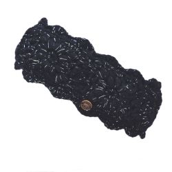 Pure Wool Fleece Lined - Sparkle Crochet Headband - Black