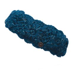 Pure Wool Fleece Lined - Sparkle Crochet Headband - Pacific