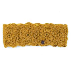 Pure Wool Fleece Lined - Sparkle Crochet Headband - Mustard