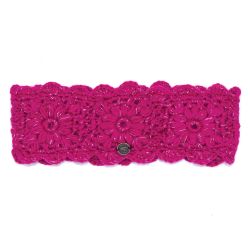 Pure Wool Fleece Lined - Sparkle Crochet Headband - Bright Pink