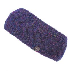 Pure Wool - Rope Cable Headband - Purple Heather