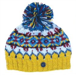 Pure Wool Hand knit - Norse Bobble Hat - Solar