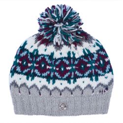 Pure Wool Hand knit - Norse Bobble Hat - Dove Grey