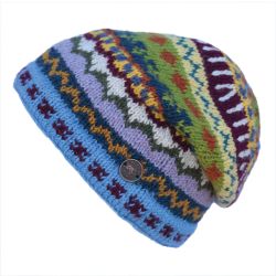 Pure Wool Hand knit - Kaleidoscope - Baggy Beanie - Atlas