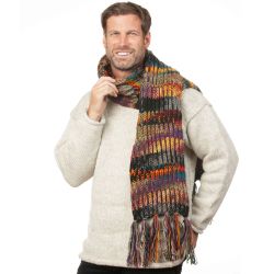 Long hand knit - electric stripe scarf - grey