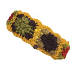 Pure Wool Fleece Lined - Crochet Headband - Mustard