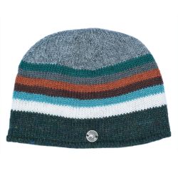 Pure wool - Heather Edge Stripe Beanie - Pine Heather