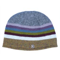 Pure wool - Heather Edge Stripe Beanie - Gold Heather