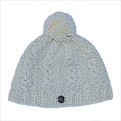 pure wool - sparkle cable bobble hat - white