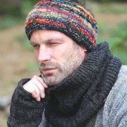 pure wool fleece lined - cable snood - charcoal