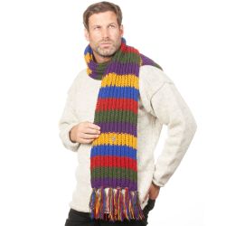 Long hand knit - striped scarf - heritage