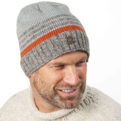 Pure wool - Tonal Stripe Beanie - Grey Pepper