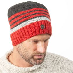 Pure wool - Tonal Stripe Beanie - Charcoal