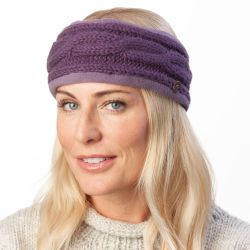 Pure Wool Fleece Lined - Cable Headband - Grape