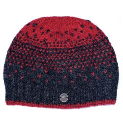 Pure Wool - Charcoal Dual Tick Beanie - Red