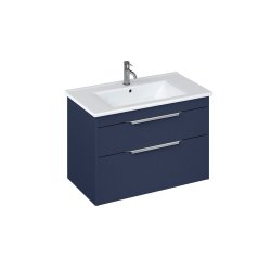 Britton Shoreditch 850mm Matt Blue Double Drawer Wall Hung Vanity Unit and Basin