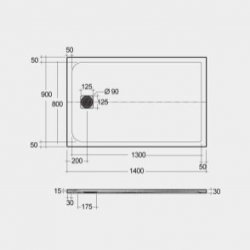 RAK Feeling Trays 1400 x 900 Black Rectangular Tray