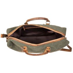 Carriage Port Traveller Weekend Overnight Canvas Green Bag - S-7534 - Myra