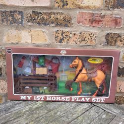 My Horse Play Set - Brown Horse & Accessories - Pretend Play - 15 Items 30106