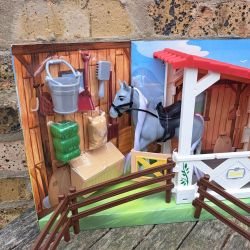 My Horse & Stable Set - Grey Horse & Accessories - Pretend Play - 17 Items 30098