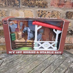 My Horse & Stable Set - Grey Horse & Accessories - Pretend Play - 17 Items 30098