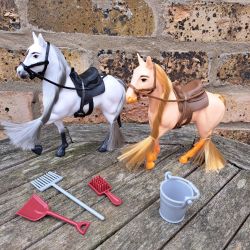 My Horse Play Set - 2 Horse & Accessories - Pretend Play - 10 Items 30106