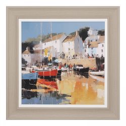 Harbour Glow - Seaside Harbour 50cm - Wall Art Framed - Joanne Lea