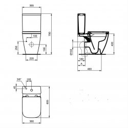 Ideal Standard i.life S Compact Close Coupled Open Back WC