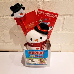 Christmas Kids Snowman Plush, Pen & Haribo Sweets Gift Set