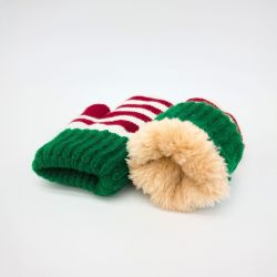 Elf Christmas Novelty Kids Knitted Mittens Gift - Snazzy Santa