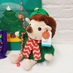 Christmas Green Hedgehog Plush Soft Toy Keel & Cadburys Selection Box Gift Set