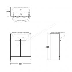 Ideal Standard Tempo Lava Grey Semi Countertop Unit with 55cm Basin and Worktop